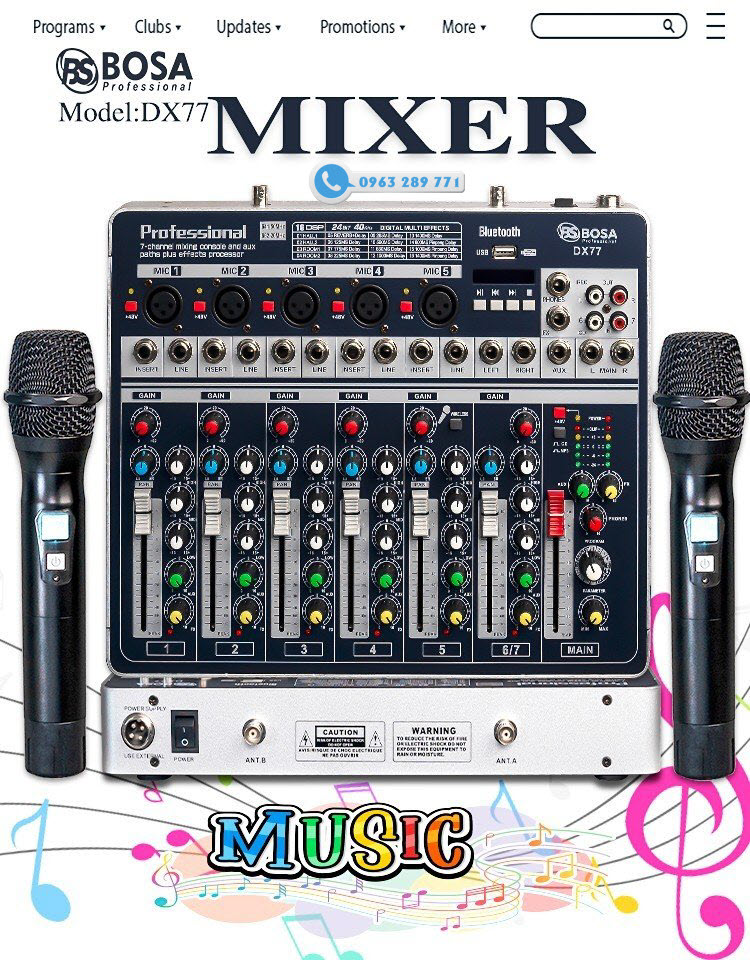 MIXER BOSA DX77 BLUETOOTH TÍCH HỢP MICRO